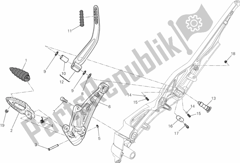 All parts for the Footrests, Right of the Ducati Diavel Carbon FL AUS 1200 2017